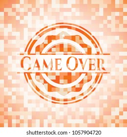 Game Over abstract orange mosaic emblem with background