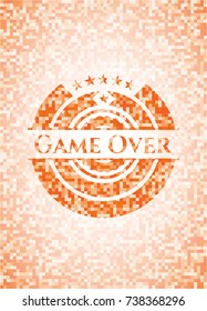 Game Over abstract orange mosaic emblem with background