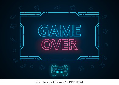 Game over abstract technology interface hud vector design for E sports business.