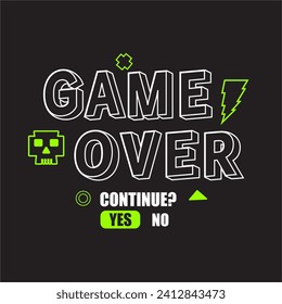 Game over artwork game vector for apparel prints and other uses