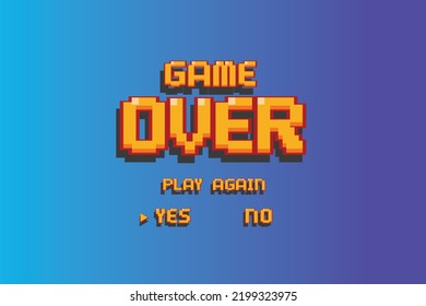 Game Over background with player selection.8 bit game.retro game.