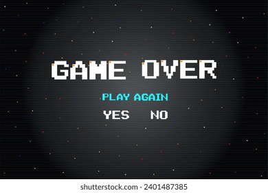 Game Over background with player selection.8 bit game. retro game.