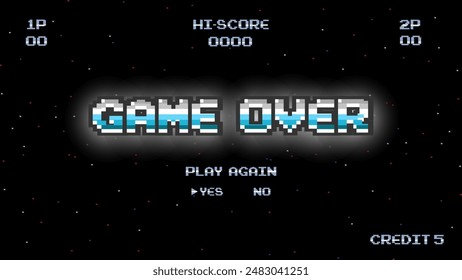 Game Over background with player selection.8 bit game.retro game.	