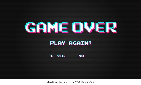 Game Over background with player selection.8 bit game.retro game.	