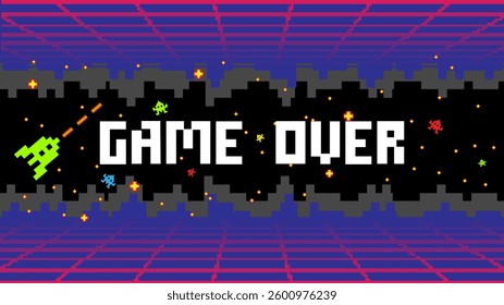 Game Over background with player selection.8 bit game.retro game.	