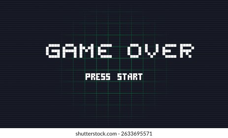 Jogo Sobre fundo com pressione jogo start.8 bit game.retro.	