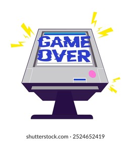 Game Over background. Game streamer vector flat poster. Concept cyberspace technology. Flat retro design concept of game sport. For game assets in vector illustrations