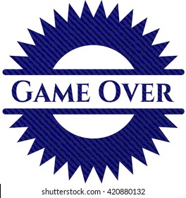 Game Over badge with denim background