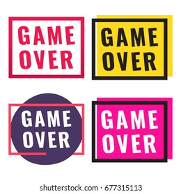 Game over. Badge, icon, logo set. Vector illustrations on white background. 