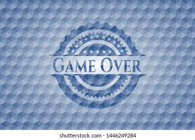Game Over blue badge with geometric pattern. Vector Illustration. Detailed.