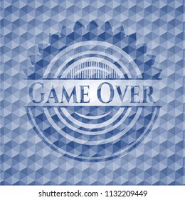 Game Over blue polygonal badge.