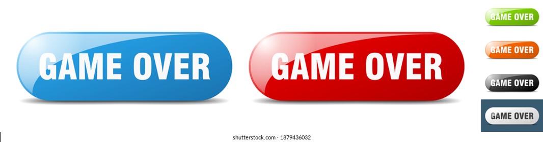 game over button. sign. key. push button set