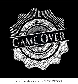 Game Over chalkboard emblem on black board. Vector Illustration. Detailed.