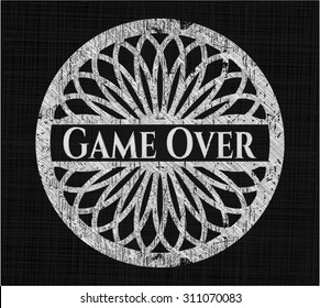 Game Over chalkboard emblem on black board