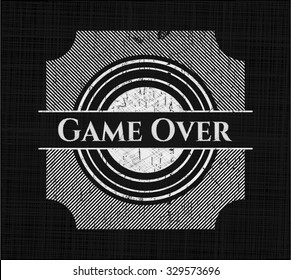 Game Over chalkboard emblem on black board