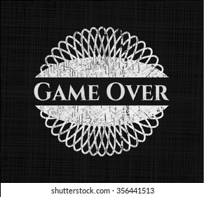 Game Over chalkboard emblem on black board