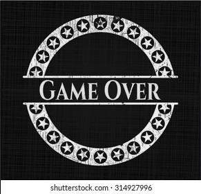 Game Over chalkboard emblem written on a blackboard