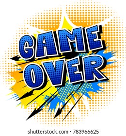 Game Over - Comic book style word on abstract background.