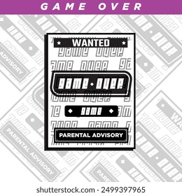 Game Over, design graphic illustration, for streetwear and urban style t-shirts design, hoodies, etc