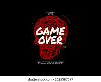 game over, design t-shirt streetwear clothing, vector typography, perfect for modern apparel