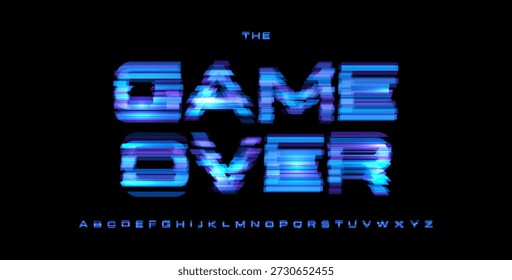 Juego sobre Digital Noice Font Logo Alfabeto Vector Glitch Letters Set Tipografía moderna, Diseño tipográfico creativo para Botón de juego, Game UI Headline, Fuentes de visualización. Tipografía de Vector