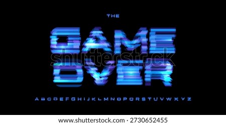 Game Over Digital Noice Font Logo Alphabet Vector Glitch Letters Set Modern Typography, Creative Typographic Design for Play Button, Game UI Headline, Display Fonts. Vector Typeface