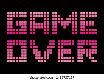 Game Over Digital Pixel Text on Black Background