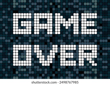 Game Over Digital Pixel TextureText on Blue Bitmap PatternBackground