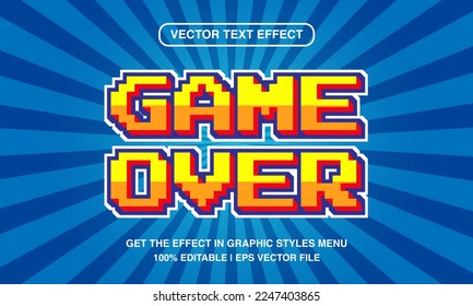Game over, editable text effect template, cartoon game font style