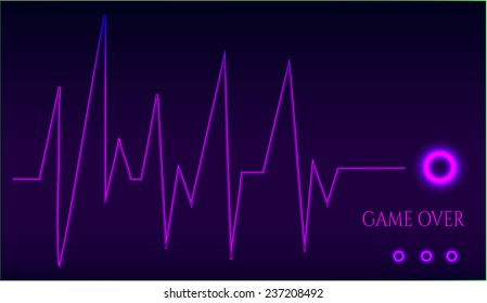 Game over - ekg graph - on dark background