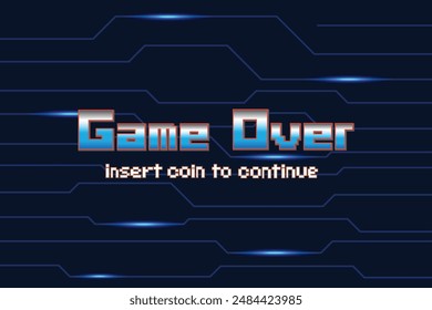 Game over fantastic computer background. pixel art .8 bit game. retro game. for game assets in vector illustrations.