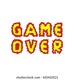 Game over. Fire letters. Finish Final Vector illustration