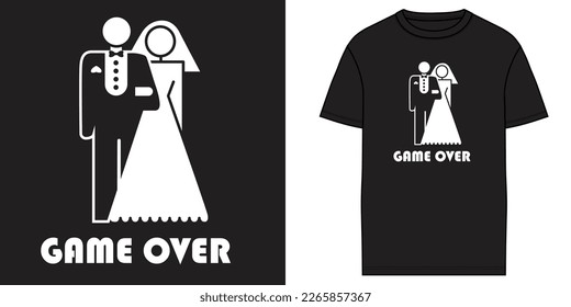 Game Over funny weeding slogan t shirt design and embroidery patch, hoodie, sweatshirt print design