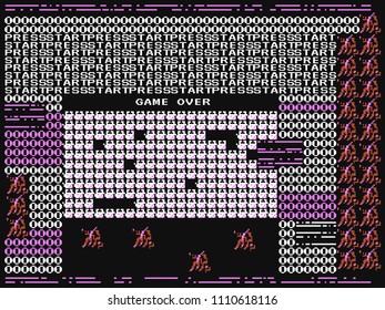 Game over glitch. Retro video game error. Computer crash. Trendy design. Old failure concept. Vector illustration.