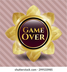 Juego sobre la insignia brillante dorada