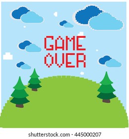 Game over graphic design, video game, vector illustration