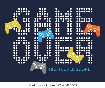 game over, graphic t shirts vector designs and other uses.