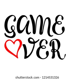 Game Over - hand lettering. Used for logo, t-shirt graphic, design labels and badges, fashion print, poster print, cards. Vector illustration. Hand lettering isolated on background