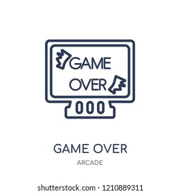 Game over icon. Game over linear symbol design from Arcade collection.