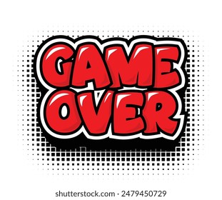 Game Over icon for UI game. Vector cartoon design header on transparent background