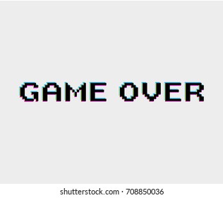 game over icon vector glitch effect illustration