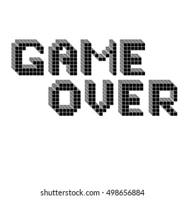 Game over icon. Vector of pixel art message: game over.
