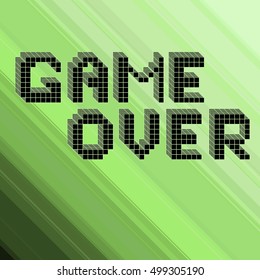 Game over icon. Vector of pixel art message: game over.