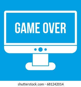 Game over icon white isolated on blue background vector illustration