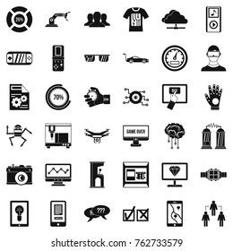 Game over icons set. Simple style of 36 game over vector icons for web isolated on white background