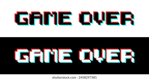 Game over inscription icons. Game over neon banner. Flat style. Vector icons