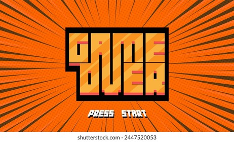 GAME OVER INSERT A COIN TO CONTINUE .pixel art .8 bit game.arcede screen.retro game. for game assets in vector illustrations.	