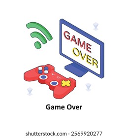 Game Over isometric Colored illustration. EPS File stock illustration