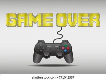 GAME OVER and joystick background illustration