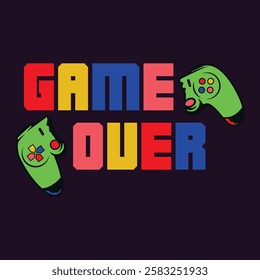 Game Over with joystick vector graphic for kids fashion.